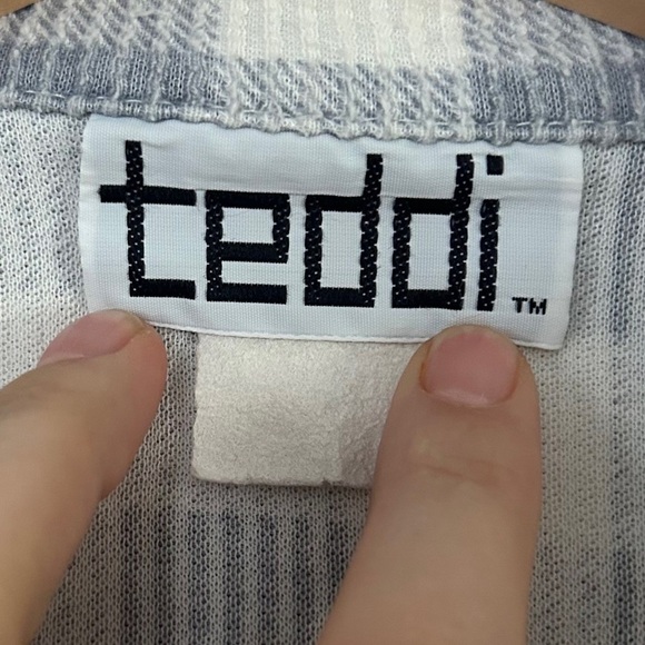 Teddi Vintage Blue Gray and White Checkered Button-Up Shirt Casual Large - Picture 2 of 7